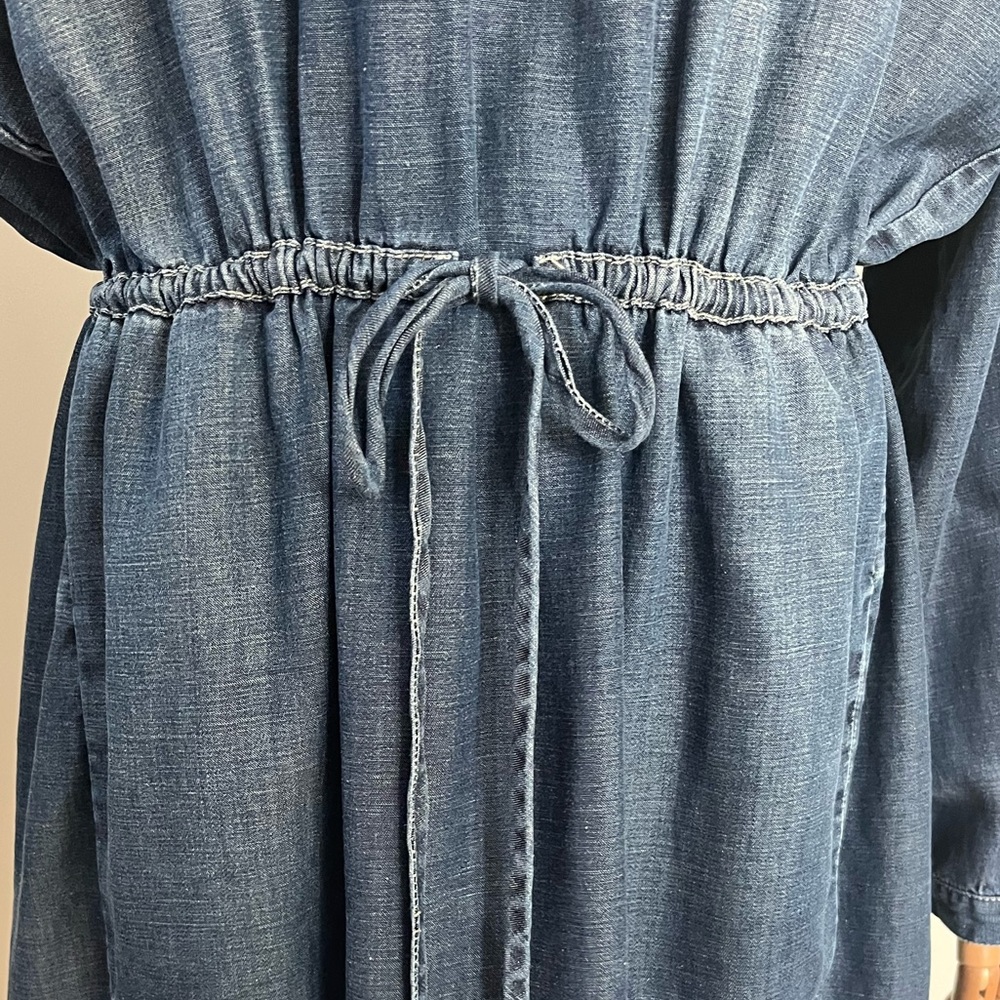 Lucky Brand Tencel Denim Henley Tie Waist Shirt Dress Size L - Picture 8 of 15